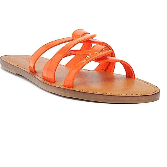 Schutz Lyra Slide Neon Orange Leather Sandal NEW NWT​ - Picture 2 of 5